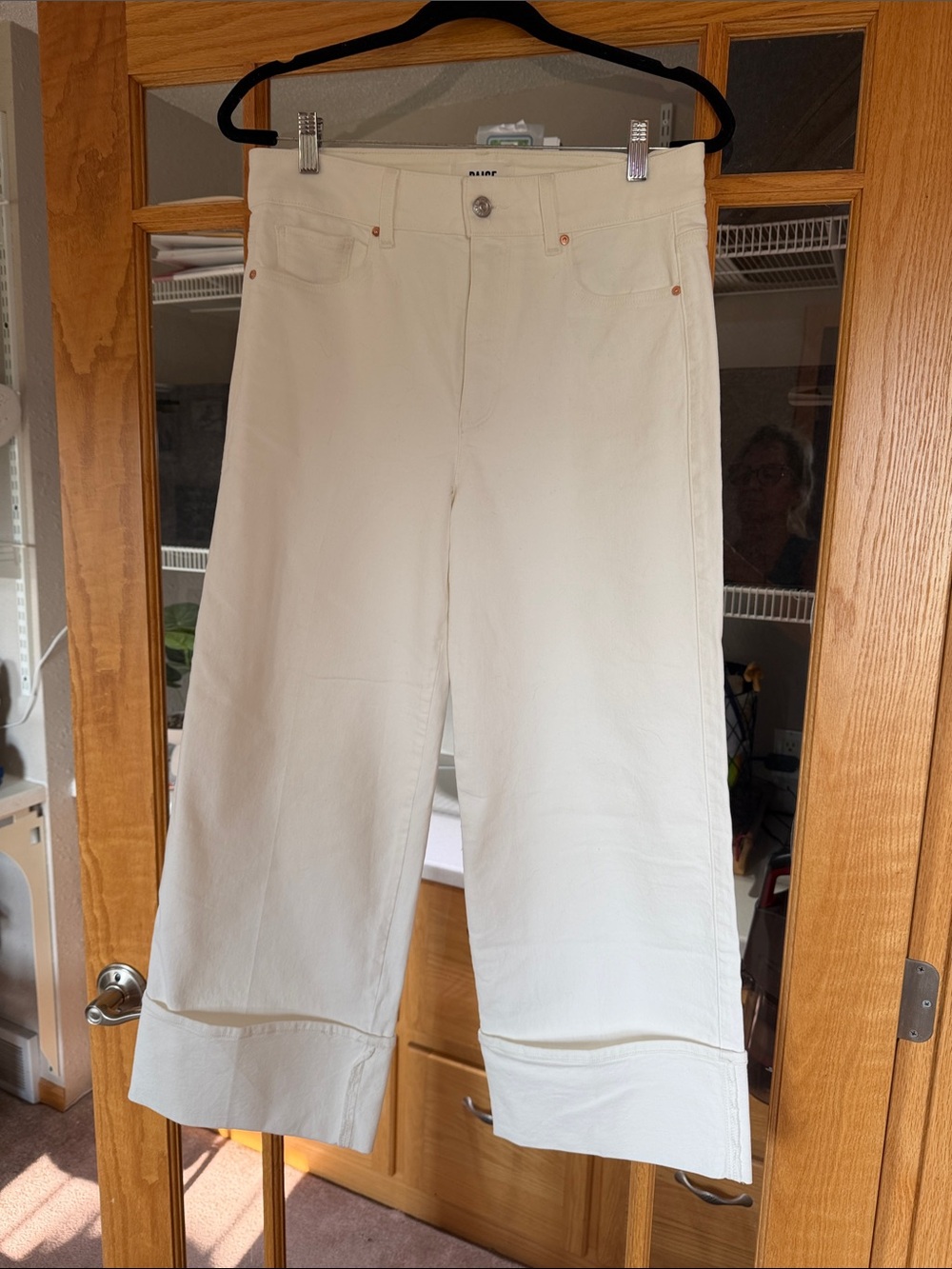 PAIGE Cropped Wide-Leg White Pants